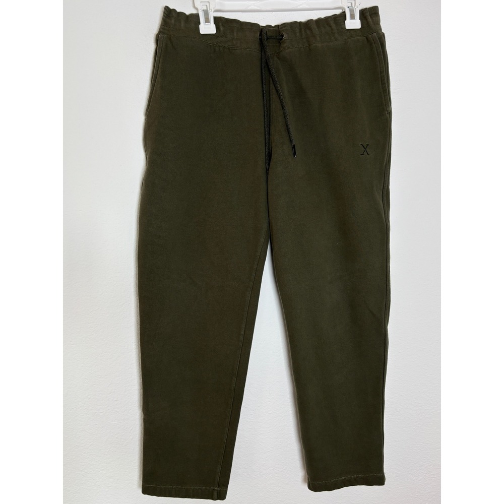 Express Mens Jogger Sweatpants Olive Green Fleece Lined Drawstring Size M